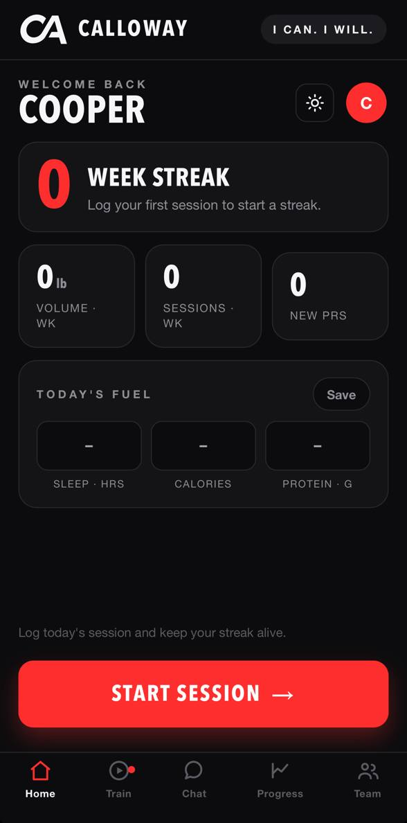 Athlete Tracker progress screen